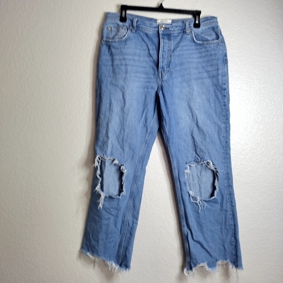 Free people We the Free Maggie Ripped Crop Straight Leg Jeans sz 31 - Picture 2 of 9